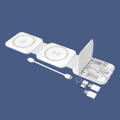شارژر بی سیم دو در یک مغناطیسی با USB و Micro Lightning SMI Card Ejector