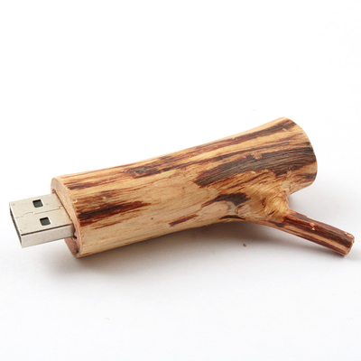 درایو فلش USB چوبی شکل های ریشه درختی 256 گیگابایتی منبت