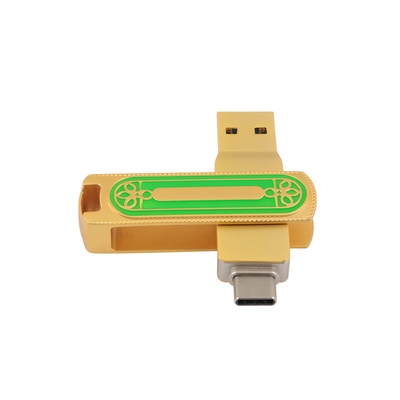 رنگ سبز و طلایی نوع C USB پرسرعت 128 گیگابایت 256 گیگابایت 512 گیگابایت 150 مگابایت