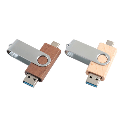 فلش درایو طبیعی چوبی USB 2.0 3.0 با نوع C + USB A شکل های جدید سرعت سریع