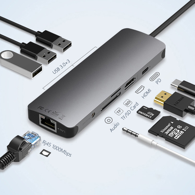 USB 3.0 Station USB C Hub Smart Adapter / هاب کارت حافظه با سرعت انتقال داده 5Gbps