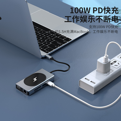 آداپتور چند منظوره USB Type C HUB 9 در یک و با خواننده کارت حافظه