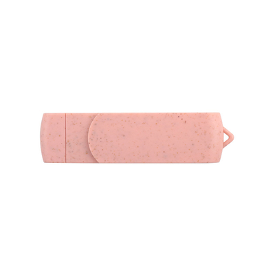 نوع C USB فلش درایو پلاستیک صورتی با کاه مواد بازیافتی و لوگو سفارشی