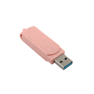 نوع C USB فلش درایو پلاستیک صورتی با کاه مواد بازیافتی و لوگو سفارشی