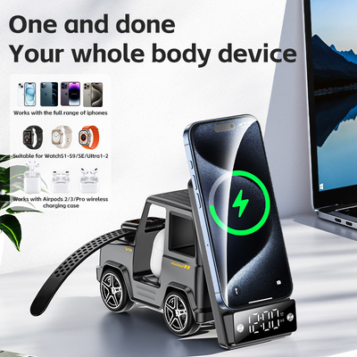 شارژر بی سیم به شکل ماشین نارنجی برای آیفون Airpods IWatch 225G خروجی 9V / 1.67A