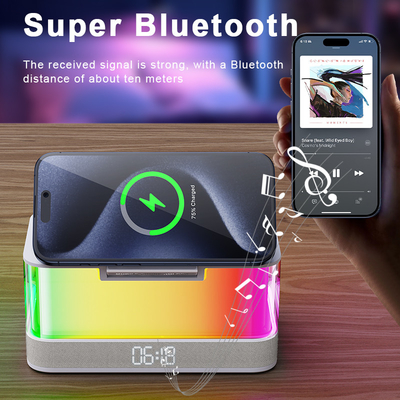 چراغ های رنگارنگ شارژر بی سیم برای آیفون iWatch و AirPods با اسپیکر بلوتوث