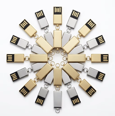 فلش USB فلزی نقره ای با آلیاژ روی براق شامل تراشه های فلش HY مناسب برای نیازهای انتقال سریع و ایمن داده ها