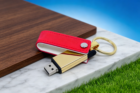Mac OS سازگار با چرم USB فلش درایو سیاه رنگ سهام سفارشی OEM طراحی شیک ماندگار مناسب برای هدیه های شرکتی