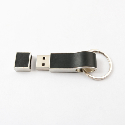 فلش درایو USB چرمی مشکی با حلقه کلید خوب ساخت لوگوی سریع سرعت USB 2.0 و 3.0