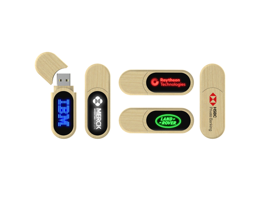 درایو فلش USB چوبی نور LED با سرعت بالا هنگام خواندن USB در رایانه درخشان می شود