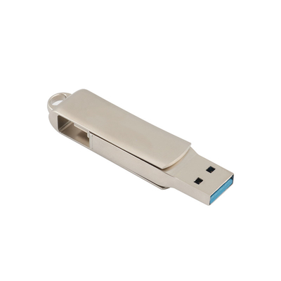 لوگوی لیزری بدنه نقره ای نوع C USB با سوراخ کلید می تواند بند و جاکلیدی قرار دهد