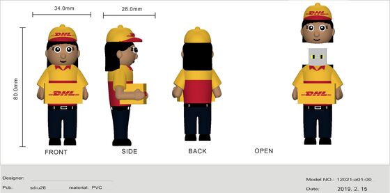 فلش مموری USB کارتونی زن پیک DHL با طرح سفارشی