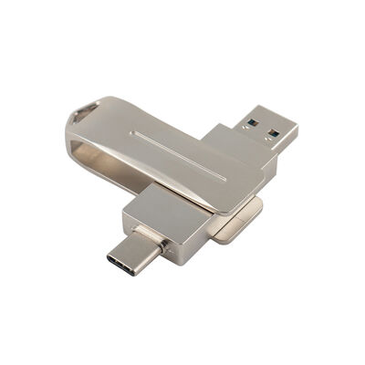 فلش درایو USB فلزی نقره ای با نوع C قابل استفاده از طریق تلفن و درگاه کامپیوتر نوع C